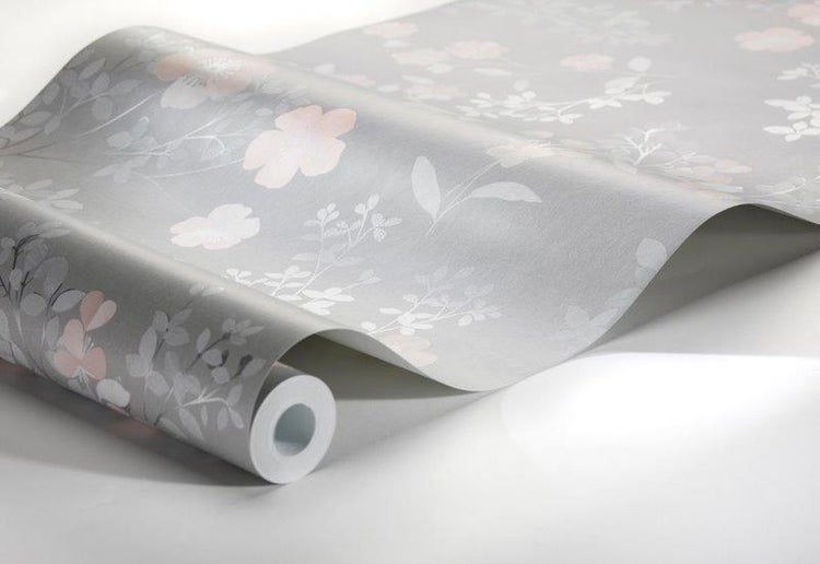 Borastapeter Tapete Blumen Grau - 53 cm x 10.05 m - 660438