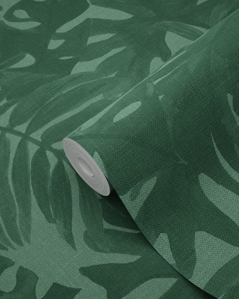 ESTAhome Tapete tropische Blätter Emeraldgrün - 53 cm x 10.05 m - 138991