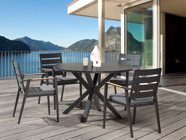 Gartentisch MALETTO 120 cm 120 cm Glas Schwarz