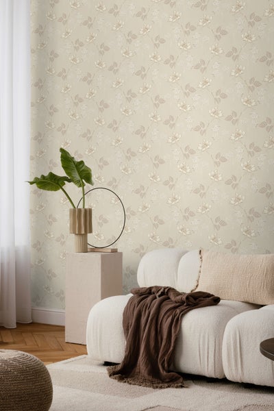Borastapeter Tapete Blumen Sandbeige - 53 cm x 10.05 m - 660838