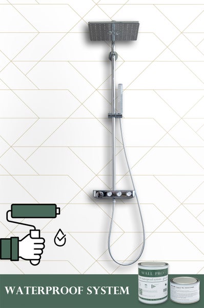 ESTAhome Tapete grafische Linien Weiß und Gold - 53 cm x 10.05 m - 139143