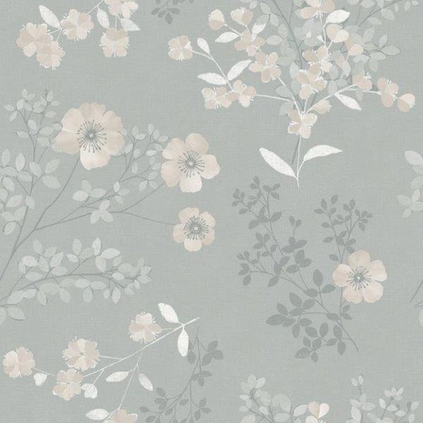 Borastapeter Tapete Blumen Grau - 53 cm x 10.05 m - 660438