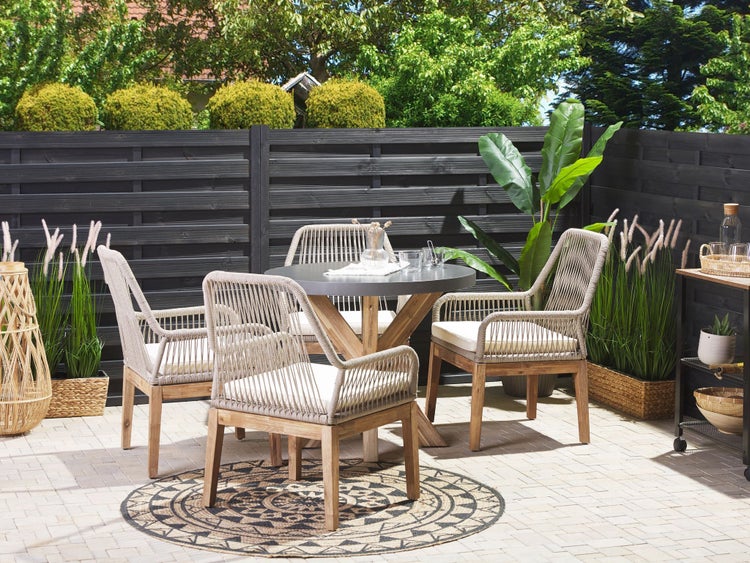 Gartenmöbel Set 4-Sitzer OLBIA inkl. Kissen Beton Beige