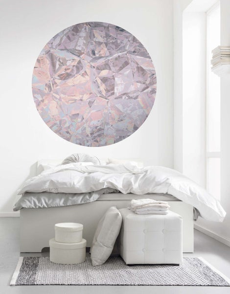 Schlafzimmer mit Wandtattoo im Kristall-Design, Bett und Teppich