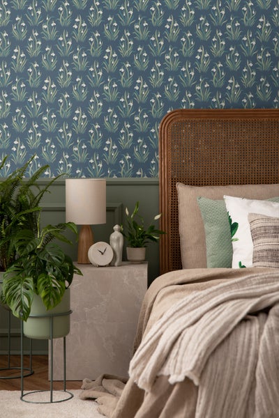Borastapeter Tapete Blumen Graublau - 53 cm x 10.05 m - 660592