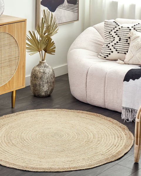 Teppich MENEMEN Hellbeige ø 120 cm Jute