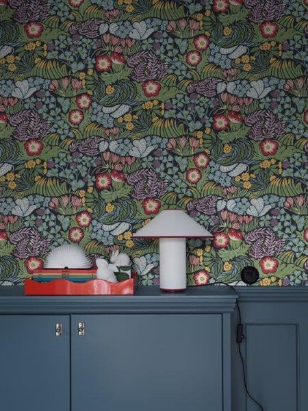 Borastapeter Tapete Blumen im Matisse-Stil Graublau - 53 cm x 10.05 m - 660598