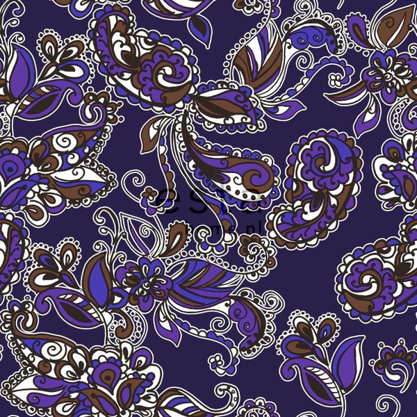 ESTAhome Tapete funky Blumen und Paisleys Lila und Braun - 53 cm x 10.05 m - 136843