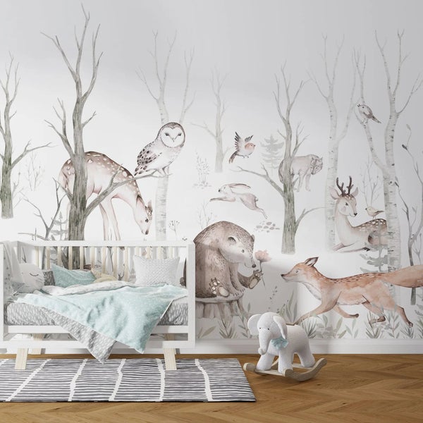 Kindertapete Herbst­wald Tiere 200 x 280 cm