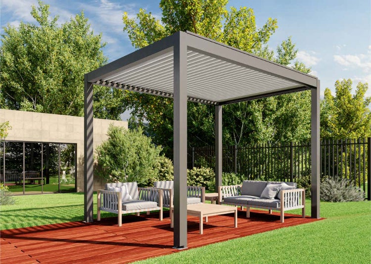 Huun Pergola Mezzo aus Metall in Grau 4x4m