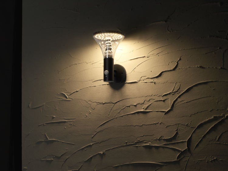 Solar Wandleuchte Durazzo schwarz 600 lm Bewegungsmelder + Dauerlicht 11028
