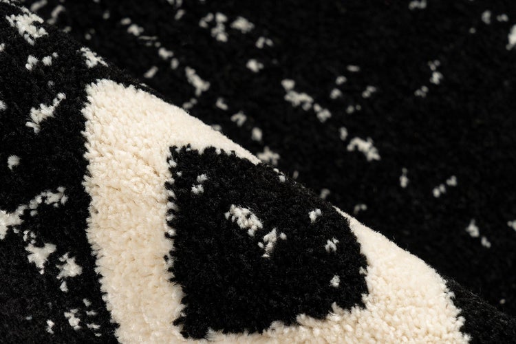 Kurzflor Teppich Nayeli Schwarz Ethno-Design 80 x 150 cm