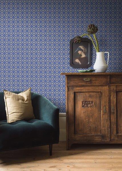 Borastapeter Tapete Fliesenmuster Blau und Beige - 53 cm x 10.05 m - 660069