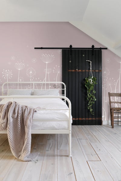 ESTAhome Fototapete Pusteblume Weiß und Altrosa - 200 x 279 cm - 158905