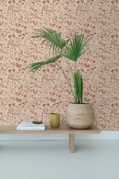 ESTAhome Tapete Feldblumen Terrakottarosa - 53 cm x 10.05 m - 139597