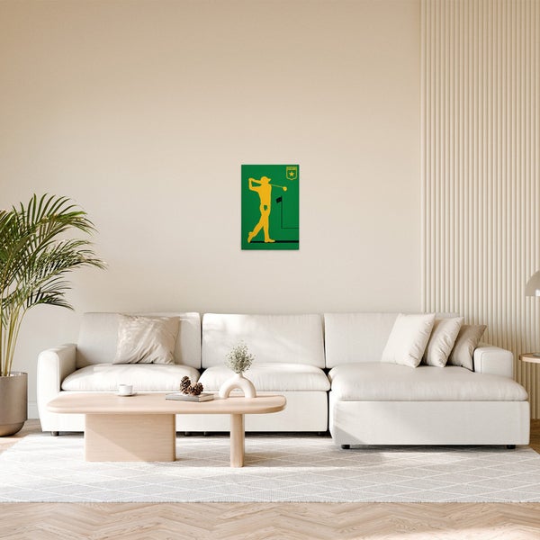 Dekoratives Wandbild mit Golfmotiv in einem Wohnzimmer