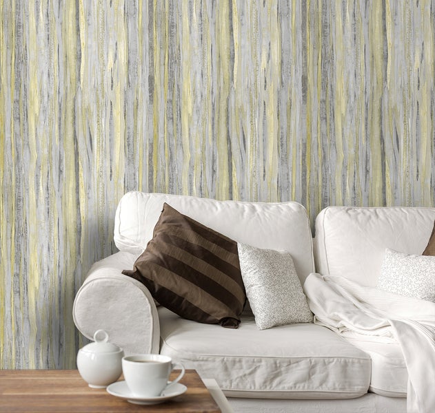 Sanders und Sanders Tapete Streifen Gelb und Graublau - 53 cm x 10 m - 640022