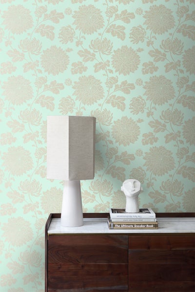 Origin Wallcoverings Tapete Blumen Seladongrün - 53 cm x 10.05 m - 326148
