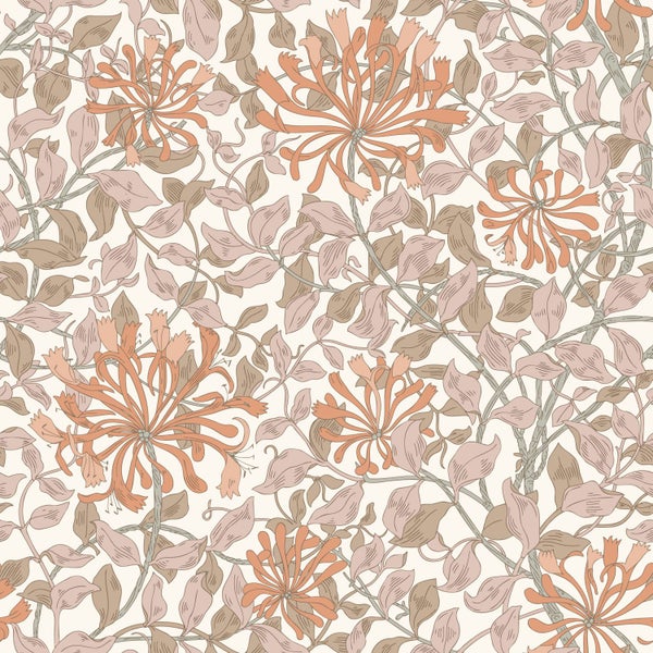 ESTAhome Tapete Blumen Terrakotta und Altrosa - 50 x 900 cm - 131027