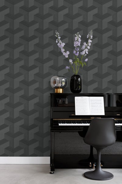 Origin Wallcoverings Tapete 3D-Muster Schwarz - 53 cm x 10.05 m - 347952
