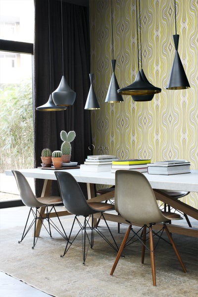 Origin Wallcoverings Tapete grafische Linien Ockergelb - 53 cm x 10.05 m - 347225