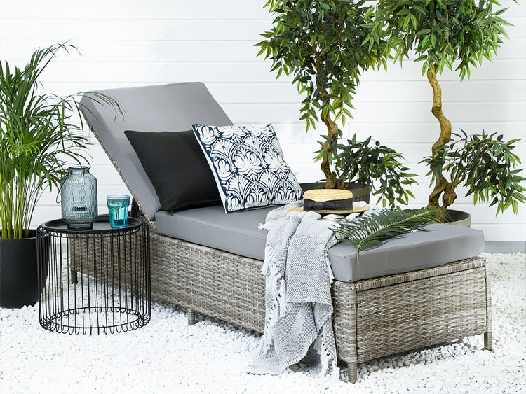 Rattan Gartenliege mit Polster