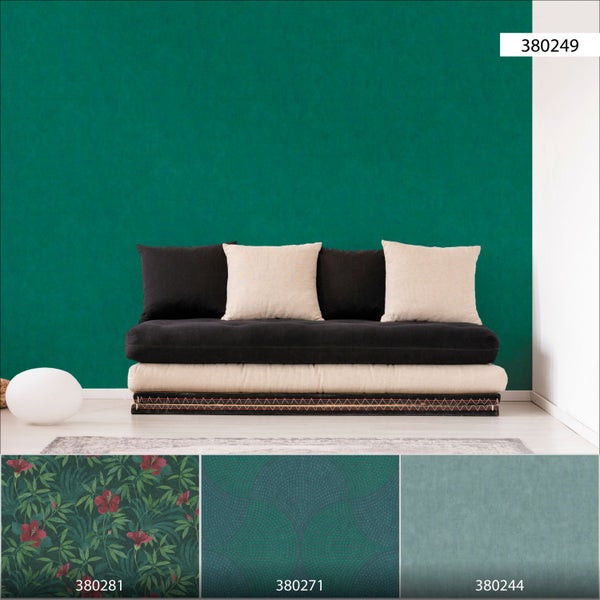 Grüne Vliestapete mit leichter Struktur