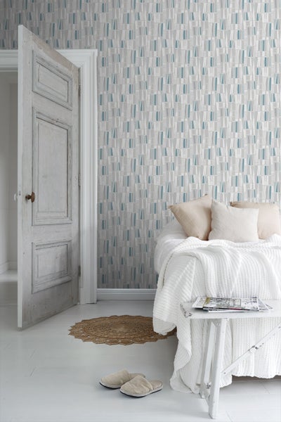 Borastapeter Tapete geometrisches Motiv Grau und Türkis - 53 cm x 10.05 m - 660036