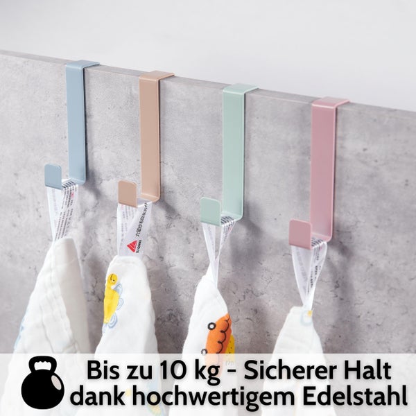 Edelstahlhaken für Türen und Schränke mit einer Tragkraft von bis zu 10 Kilogramm.