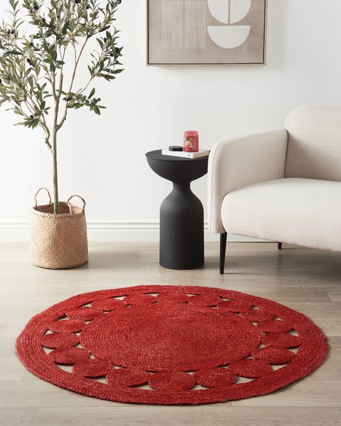 Teppich KOYUNLU Rot ø 120 cm Jute