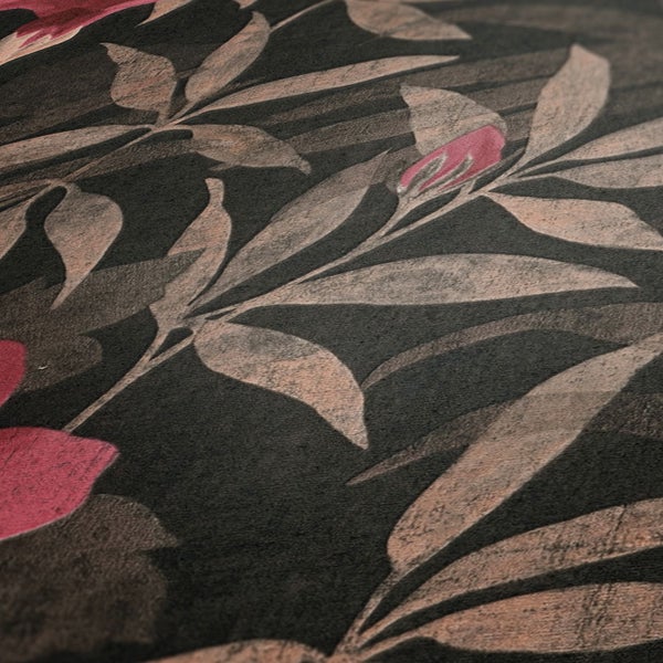 Tapete mit floralem Muster aus Blättern und Blüten