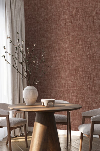 Origin Wallcoverings Tapete Leinen-Optik rotbraun - 50 x 900 cm - 348051