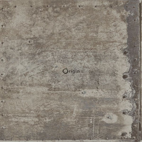 Origin Wallcoverings Tapete große verwitterte rostige Metallplatten Industriegrau - 53 cm x 10.05 m - 337229