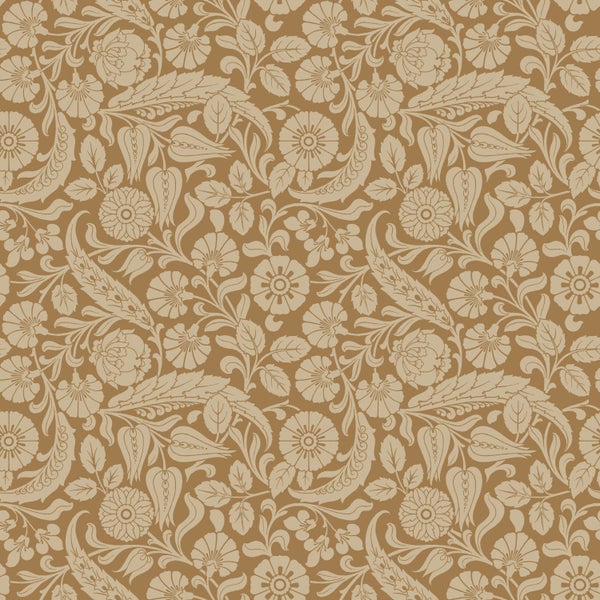 ESTAhome Tapete Blumenmuster Rostbraun - 50 x 900 cm - 139785