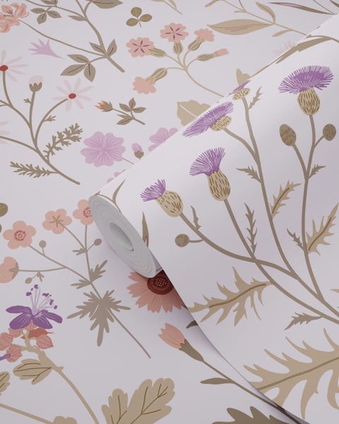 ESTAhome Tapete Feldblumen Violett - 53 cm x 10.05 m - 139756