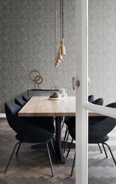 Origin Wallcoverings Tapete alte eiserne Druckbuchstaben Dunkelgrau - 53 cm x 10.05 m - 347591