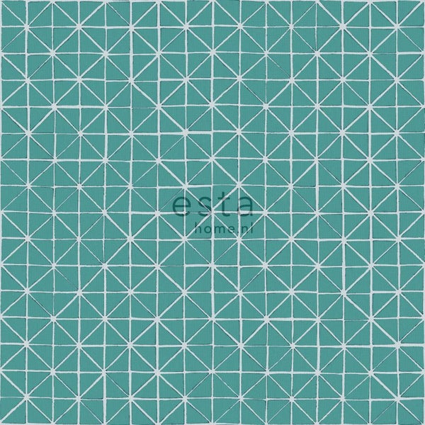 ESTAhome Tapete geometrische Formen Seegrün - 53 cm x 10.05 m - 148350