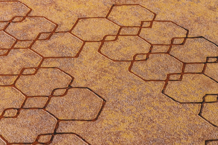 Nahaufnahme einer Bodenfliese mit sechseckigem Muster
