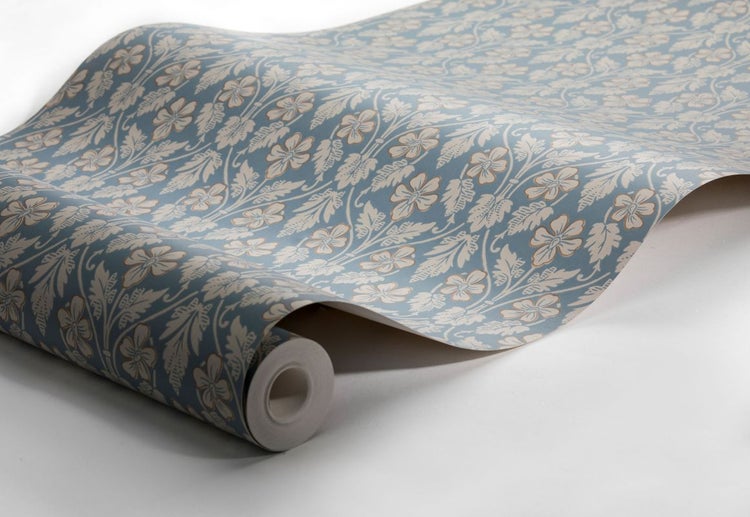 Borastapeter Tapete Blumen Graublau - 53 cm x 10.05 m - 660073