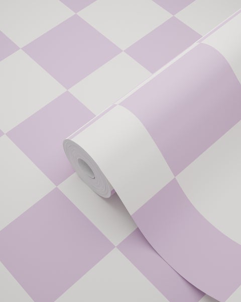 ESTAhome Tapete Karomuster Violett und Weiß - 53 cm x 10.05 m - 139997