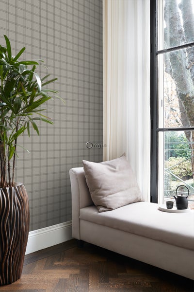 Origin Wallcoverings Tapete Karomuster Hellbraun - 53 cm x 10.05 m - 347624