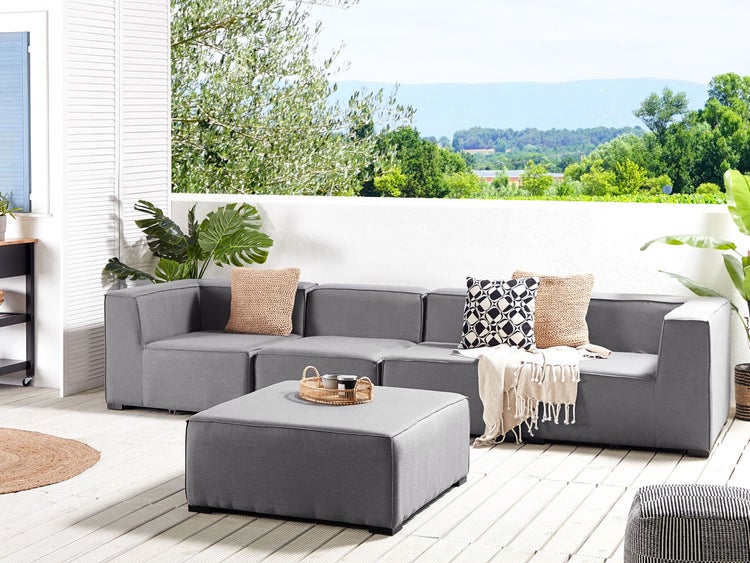 Gartensofa mit Ottomane 4-Sitzer AREZZO modular Grau