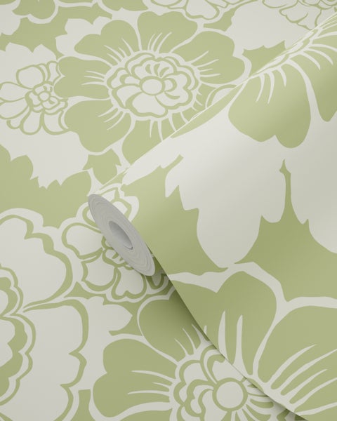 ESTAhome Tapete Retro Blumen Grün - 50 x 900 cm - 131525