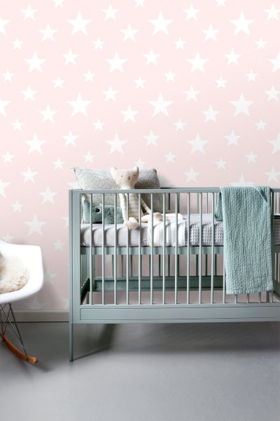 ESTAhome Tapete große und kleine Sterne Hellrosa und Weiß - 53 cm x 10.05 m - 138931