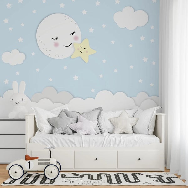 Kindertapete Mond mit Stern 500 x 250 cm