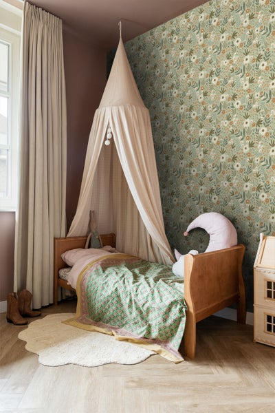 ESTAhome Tapete Blumen Graugrün - 50 x 900 cm - 131070