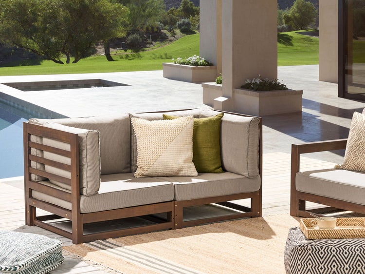 Gartensofa 2-Sitzer TRANI modular zertifiziertes Akazienholz Dunkelbraun