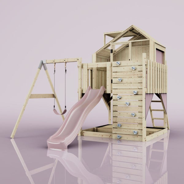 PolarPlay Spielturm Madita aus Holz in Rosa,