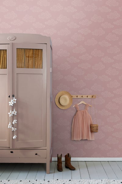 ESTAhome Tapete kleine Wolken Rosa - 50 x 900 cm - 131226