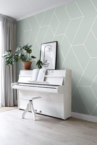 ESTAhome Fototapete grafische Linien Graugrün - 200 x 279 cm - 158963